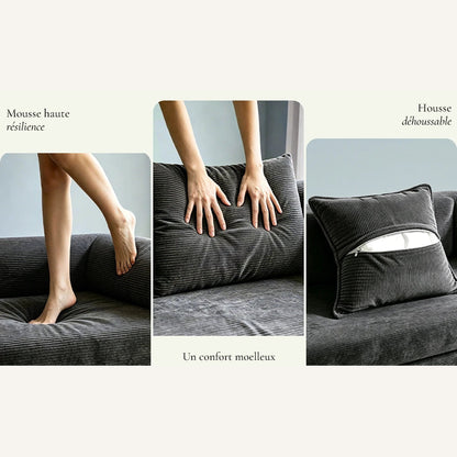 Détails : mousse, confort et housse zippée